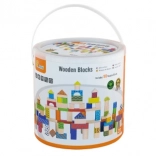 Drewniane klocki konstrukcyjne – 100 szt. w wiaderku