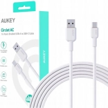 Aukey kabel USB‑C do USB‑A 1 m 60 W PD z nylonowym oplotem biały