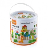 Drewniane klocki konstrukcyjne Zoo, 50 szt.