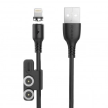 Magnetyczny kabel ładujący 3w1 FONENG X62, USB do USB‑C / Lightning / Micro USB, 2,4 A, 1 m, czarny