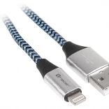 Sieciowy kabel USB 2.0 Lightning iPhone czarno-niebieski 1 m