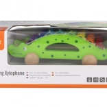 Drewniany ciągniony ksylofon krokodyl