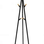Wolnostojący metalowy wieszak z bukowymi haczykami, czarny