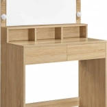 Duża toaletka kosmetyczna z oświetleniem LED, lustrem i szufladami w dekorze dąb Sonoma