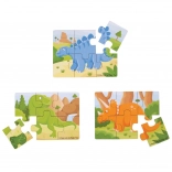 drewniane puzzle 3w1 dinozaury BIGJIGS TOYS