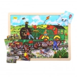 Bigjigs Toys drewniane puzzle pociąg 24 elementy