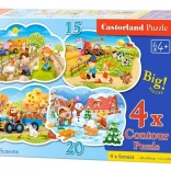 Puzzle 4w1 Cztery pory roku 8, 12, 15 i 20 elementów