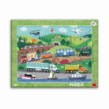 Dino papierowe puzzle Środki transportu 40 elementów