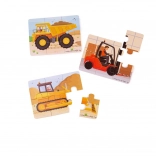 Puzzle 3w1 maszyny budowlane od Bigjigs Toys
