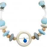 Hess zawieszka do wózka z naturalnego drewna z niebieskim dzwoneczkiem