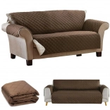 Dwustronny pikowany pokrowiec na sofę i narzuta na łóżko 240 × 165 cm – brązowy/kremowy