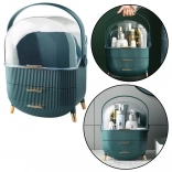 Organizer na kosmetyki z przezroczystą pokrywą i dwiema szufladami, zielony