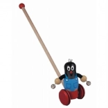 Drewniana zabawka pchana Krteczek z dzwoneczkami