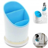 Organizer na kuchenne sztućce z ociekaczem niebieski