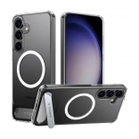 Magnetyczne przezroczyste etui ze stojakiem Torras Pstand do Samsung S25