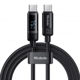 MCDODO kabel USB‑C na USB‑C z wyświetlaczem, 60 W, 1,2 m, czarny