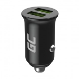 ładowarka samochodowa GREENCELL PowerRide Nano 36W, 2× USB-A, szybkie ładowanie Ultra Charge