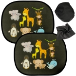 Statyczna osłona przeciwsłoneczna na okno auta ze zwierzątkami, zestaw 2 szt.