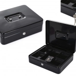 Dwuwarstwowa metalowa kasetka z przegrodami i dwoma kluczami czarna