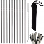 Zestaw stalowych słomek wielokrotnego użytku 10 szt. ze szczoteczką i etui