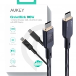 Kabel USB‑C Aukey z wyświetlaczem LED i plecioną powłoką