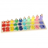 Drewniany edukacyjny sorter i liczydło 2w1 Montessori 13 × 36 cm
