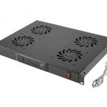 Horyzontalny panel wentylacyjny 1U z LCD i termostatem do szafy 19", 4 wentylatory, 230 V, czarny