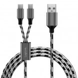 Opleciony kabel USB 2.0 USB‑A do Micro USB + USB‑C 1,2 m