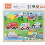 Drewniane puzzle transport 24 elementy