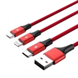 Uniwersalny kabel ładujący 3w1 USB z konektorami USB-C, microUSB i Lightning, 1,2 m