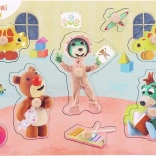 Drewniane puzzle do układania Bobaski i Miś – 8 elementów