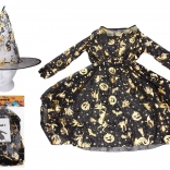 Kostium karnawałowy czarownicy – złoty (sukienka i kapelusz)