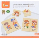 VIGA drewniane edukacyjne puzzle Ubieranie dzieci, 28 elementów