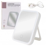 Podświetlane lusterko kosmetyczne LED z dotykiem, 3 tryby światła, nachylenie 90°, białe