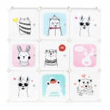 dziecięca modułowa szafka z 9 drzwiczkami z motywami zwierzątek ModernHome