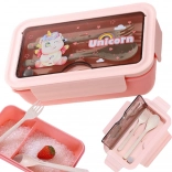 Lunchbox z przegródkami i sztućcami 1 l