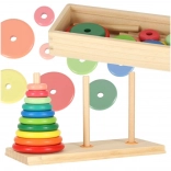 Drewniana wieża Hanoi – kolorowy sorter z pudełkiem