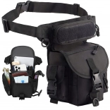 Taktyczna saszetka udowa z pasem biodrowym, wodoodporna, 6 kieszeni
