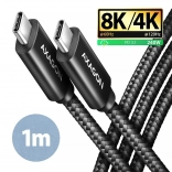 AXAGON kabel USB‑C na USB‑C USB4 40 Gb/s, PD 240 W, 8K, 1 m, aluminium, pleciony, czarny
