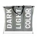 Trójkomorowy kosz na pranie ze składanym stelażem