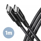 Kabel USB‑C na USB‑C 1 m, Power Delivery 60 W, 3 A, czarny