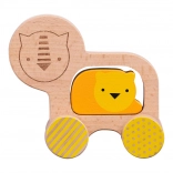 Drewniany lew na kółkach od Petit Collage