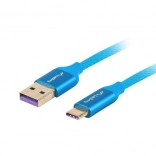 Premium kabel USB-C na USB-A 2.0, 1 m, niebieski, 5 A z litej miedzi