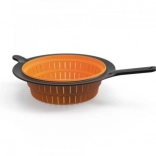 Składany durszlak z silikonu/plastiku, 29 cm, czarny/pomarańczowy