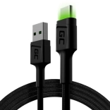 Kabel ładujący i danych USB-A do USB-C 120 cm z podświetleniem LED GREEN CELL Ray