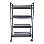 Regał łazienkowy i kuchenny z czterema przestronnymi półkami - czarny