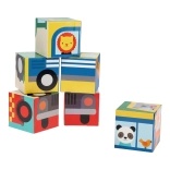 Petit Collage kostki pojazdy ze zwierzętami