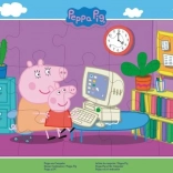 Puzzle 15 elementów w ramce Świnka Peppa
