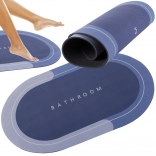 Szybkoschnąca antypoślizgowa mata łazienkowa BATHROOM, owalna, odcienie niebieskiego 58 × 38 cm