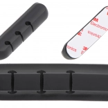 Samoprzylepny silikonowy organizer przewodów, 3 sloty, czarny